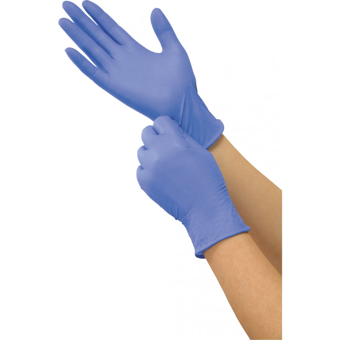 Перчатки смотровые нестерильные неопудренные, L, синий Saraya